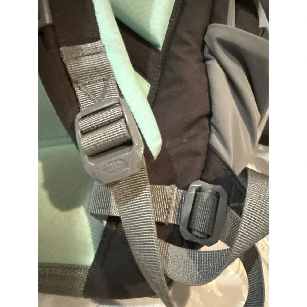 The North Face Surge Flexuent Laptop Backpack Light Gray Teal Outdoor Hiking
